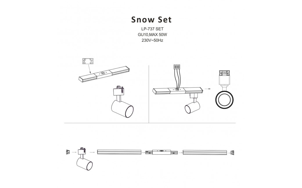 Light Prestige Snow SET 1F złoty LP-737 GD SET 4xGU10 czarny/złoty