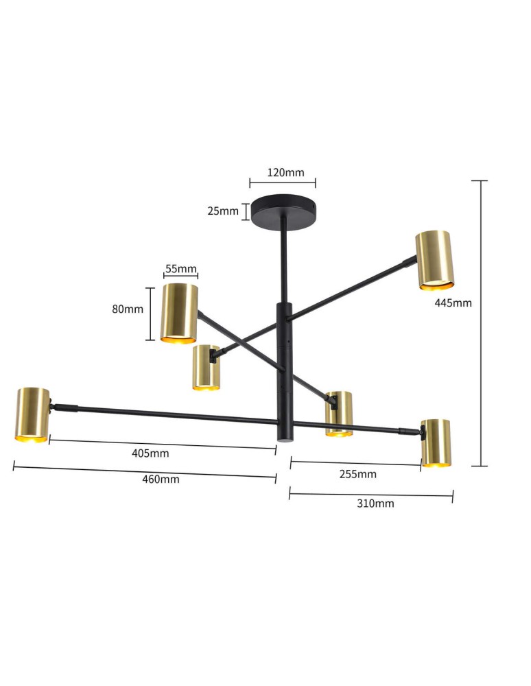 Modern pendant lamps - Light Prestige Snow 6 gold xGU10 Gold/Black LP-731/6P GD - product kolory-swiatla.pl 14
