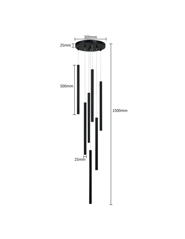 Pendant lamps - Light Prestige Lungo 7 black pendant lamp LP-894/7P BK 7xG9 black - product kolory-swiatla.pl 13