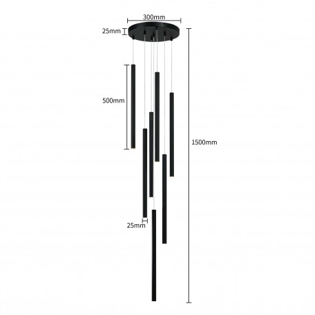 Light Prestige Lungo 7 czarna lampa wisząca LP-894/7P BK 7xG9 czarny