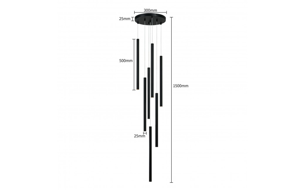 Light Prestige Lungo 7 czarna lampa wisząca LP-894/7P BK 7xG9 czarny