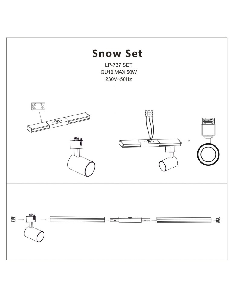Lamps for 3-phase busbars - Light Prestige Snow spotlight 3F black 1xGU10 black - product kolory-swiatla.pl 6