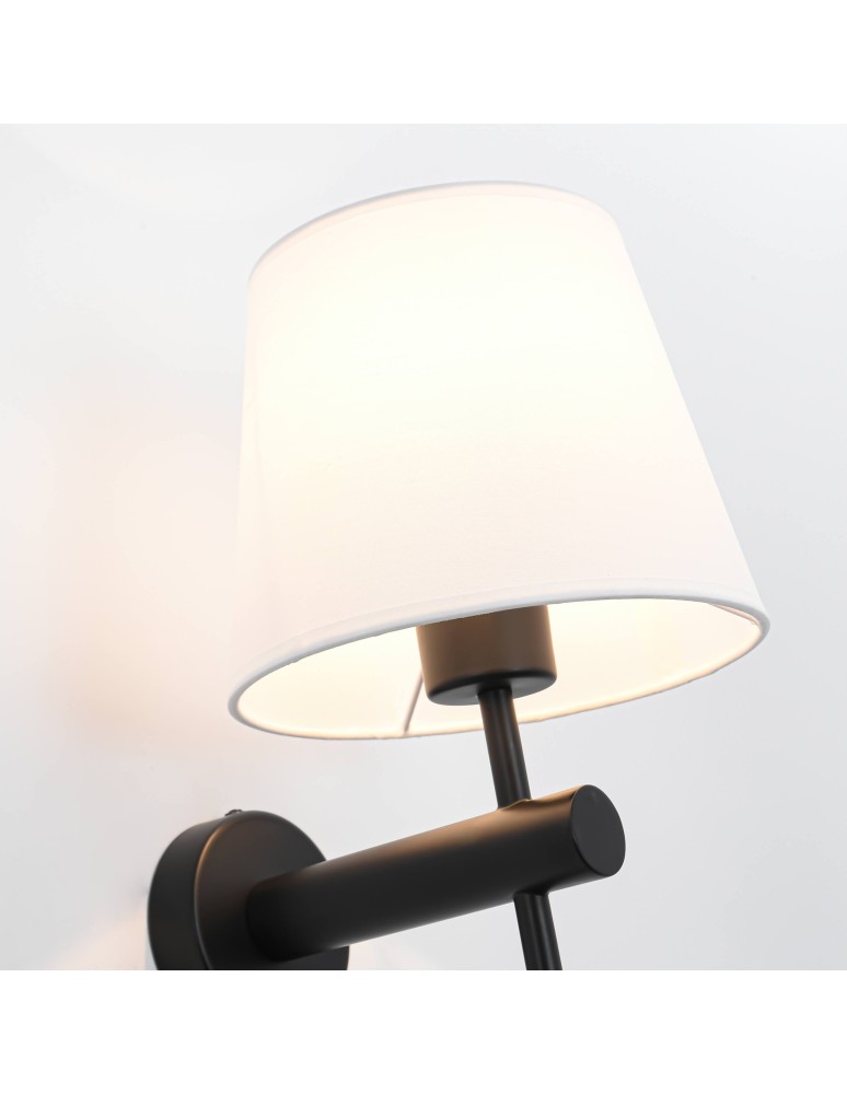 Wall lamps with lampshade - Light Prestige Tivoli wall lamp black E27 black / white LP-1133/1W BK - product kolory-swiatla.pl 6