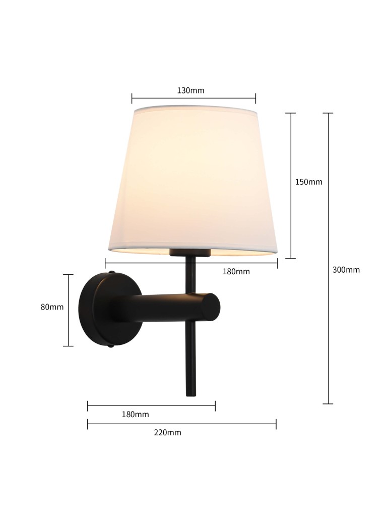 Wall lamps with lampshade - Light Prestige Tivoli wall lamp black E27 black / white LP-1133/1W BK - product kolory-swiatla.pl 10
