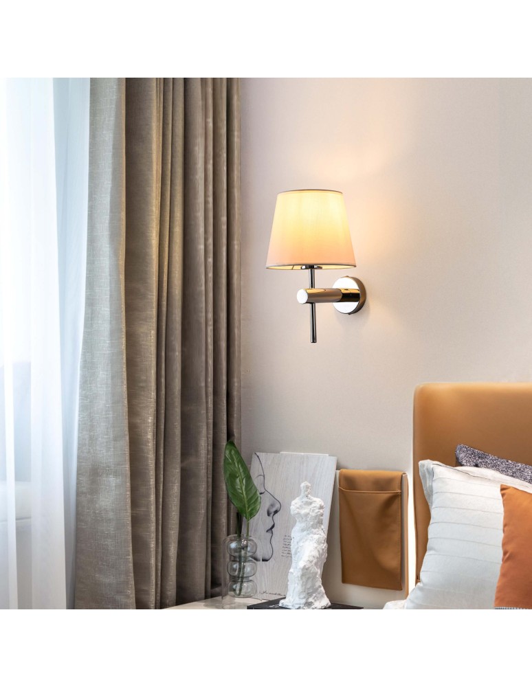 Wall lamps with lampshade - Light Prestige Tivoli wall lamp chrome E27 silver/white LP-1133/1W CH - product kolory-swiatla.pl 2