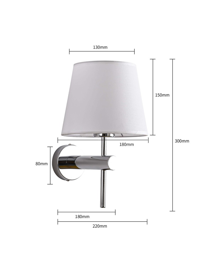 Wall lamps with lampshade - Light Prestige Tivoli wall lamp chrome E27 silver/white LP-1133/1W CH - product kolory-swiatla.pl 4