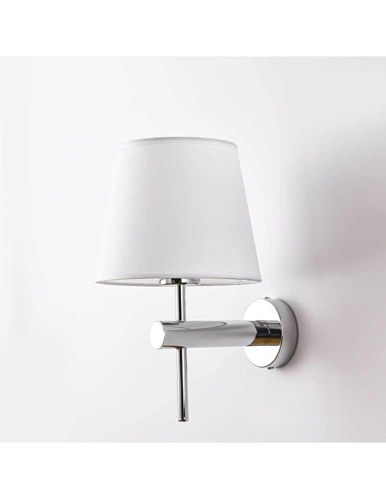 Wall lamps with lampshade - Light Prestige Tivoli wall lamp chrome E27 silver/white LP-1133/1W CH - product kolory-swiatla.pl 7