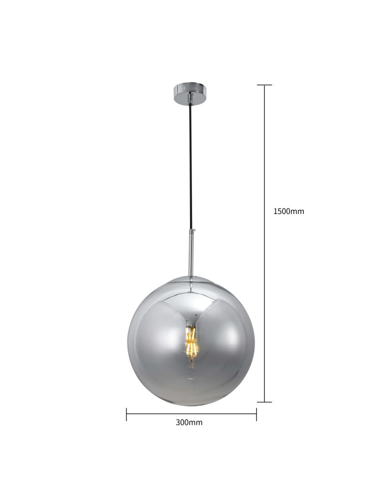 Glass pendant lamps - Light Prestige Palla pendant chrome E27 silver/transparent LP-2844/1P CH - product kolory-swiatla.pl 12