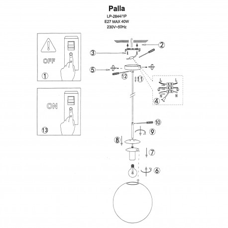 Light Prestige Palla wisząca chrom E27 srebrny/transparentny LP-2844/1P CH