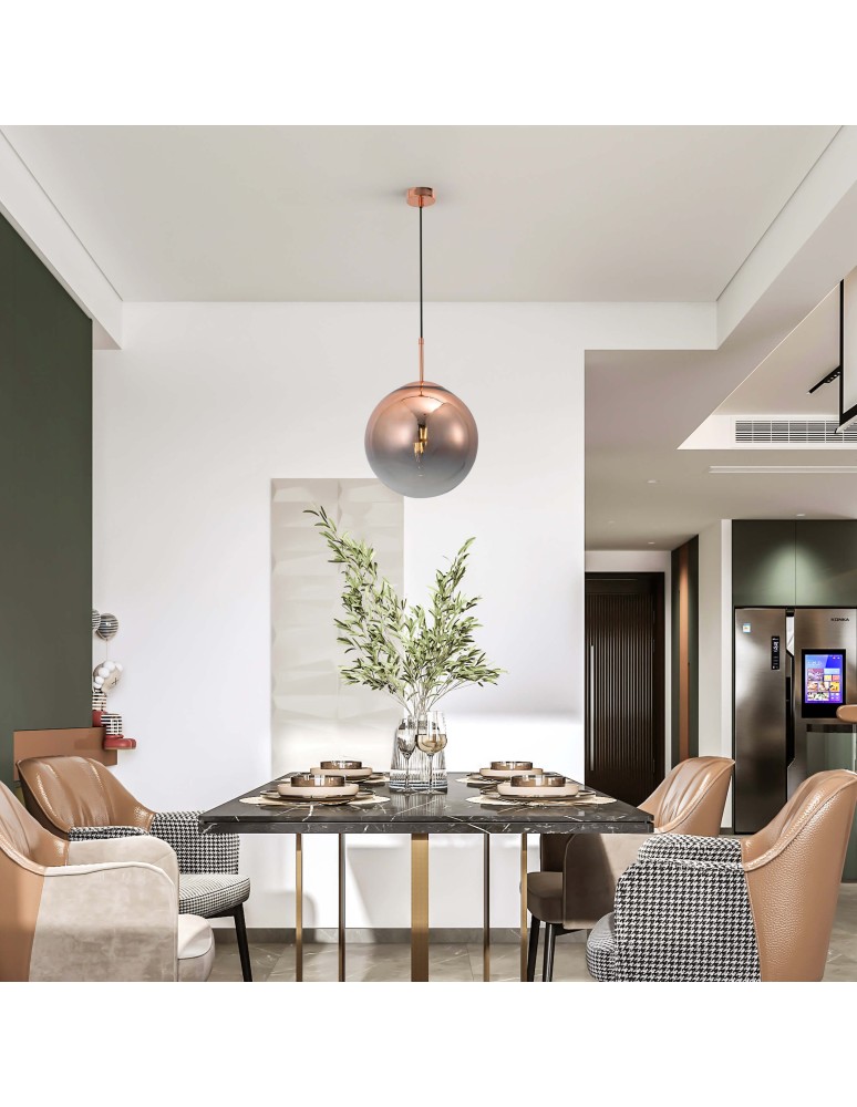 Glass pendant lamps - Light Prestige Palla copper pendant E27 copper/transparent LP-2844/1P MI - product kolory-swiatla.pl 2