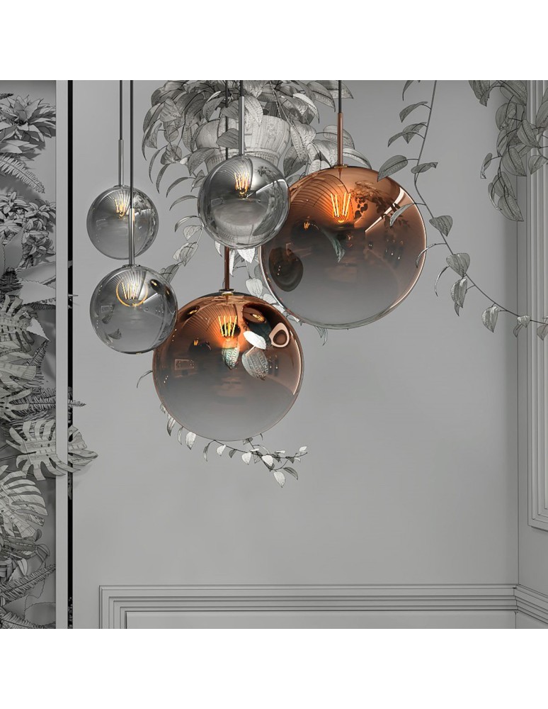 Glass pendant lamps - Light Prestige Palla copper pendant E27 copper/transparent LP-2844/1P MI - product kolory-swiatla.pl 3