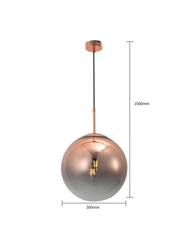 Glass pendant lamps - Light Prestige Palla copper pendant E27 copper/transparent LP-2844/1P MI - product kolory-swiatla.pl 12