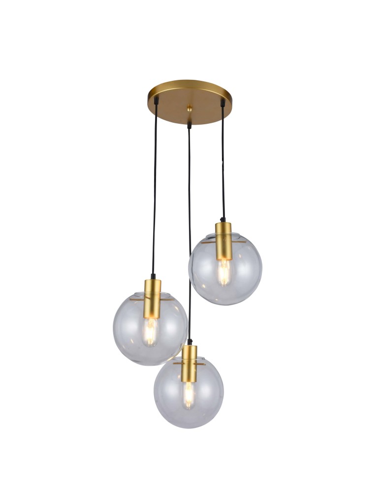 Pendant lamps - Light Prestige Puerto 3 pendant gold E27 gold / transparent LP-004/3P GD - product kolory-swiatla.pl 1