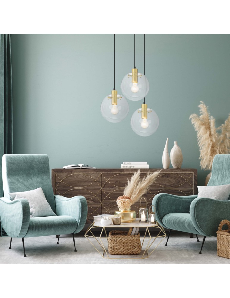 Pendant lamps - Light Prestige Puerto 3 pendant gold E27 gold / transparent LP-004/3P GD - product kolory-swiatla.pl 2