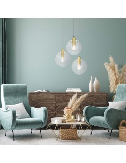 Light Prestige Puerto 3 wisząca złota E27 złoty / transparentny LP-004/3P GD - produkt 2