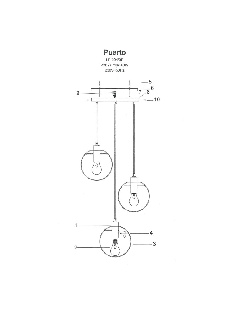 Pendant lamps - Light Prestige Puerto 3 pendant gold E27 gold / transparent LP-004/3P GD - product kolory-swiatla.pl 4