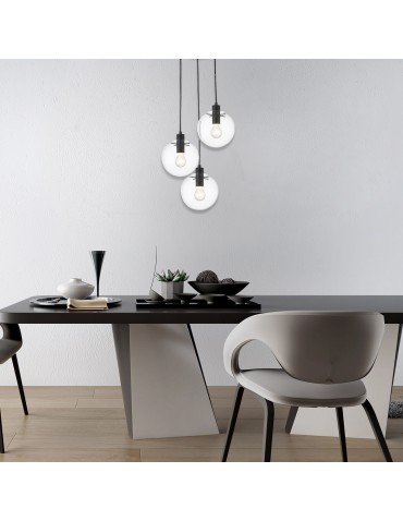 Light Prestige Puerto 3 wisząca czarna E27 czarny / transparentny LP-004/3P BK - produkt 2