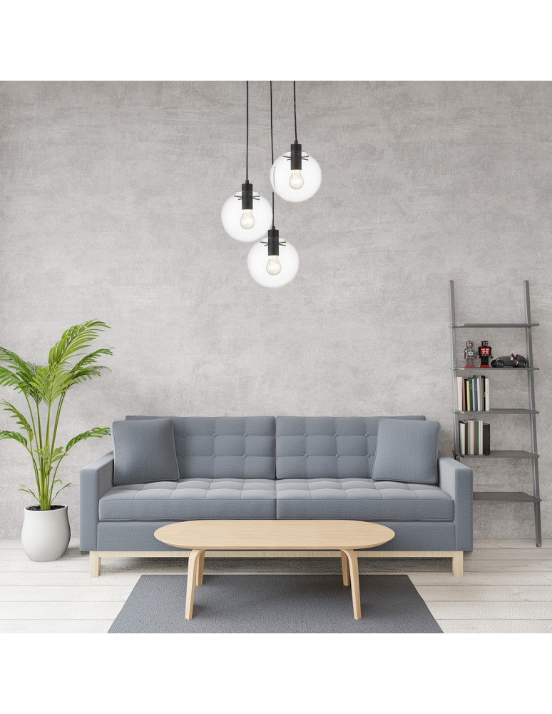 Pendant lamps - Light Prestige Puerto 3 pendant black E27 black / transparent LP-004/3P BK - product kolory-swiatla.pl 3