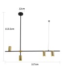 Light Prestige Arizona 4 linia lampa wisząca czarny/złoty LP-074/4PL BK/GD 4xGU10 czarny / złoty