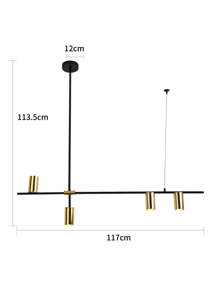 Pendant lamps - Light Prestige Arizona 4 line black/gold pendant lamp LP-074/4PL BK/GD 4xGU10 black/gold - product kolory-swiatla.pl 6