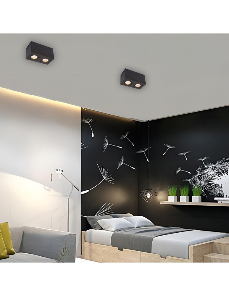 Ceiling luminaires for replaceable light source - Light Prestige Lyon 2 surface-mounted luminaire black GU10 LP-5881/2SM BK - product kolory-swiatla.pl 2