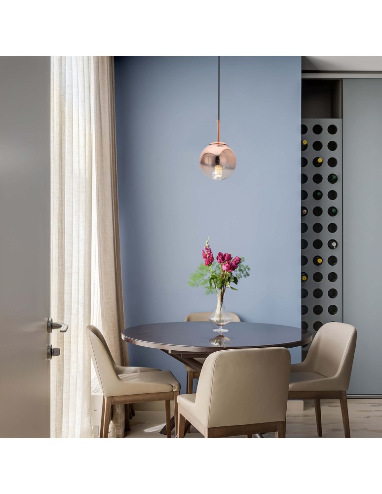 Glass pendant lamps - Light Prestige Palla small copper pendant lamp LP-2844/1P S MI 1xE27 copper/transparent - product kolory-swiatla.pl 2