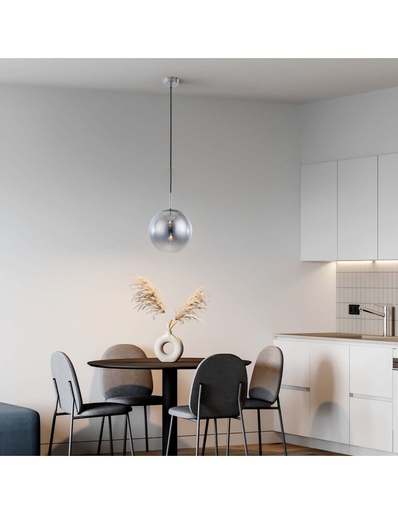 Glass pendant lamps - Light Prestige Palla small chrome pendant lamp LP-2844/1P S CH 1xE14 silver/transparent - product kolory-swiatla.pl 3