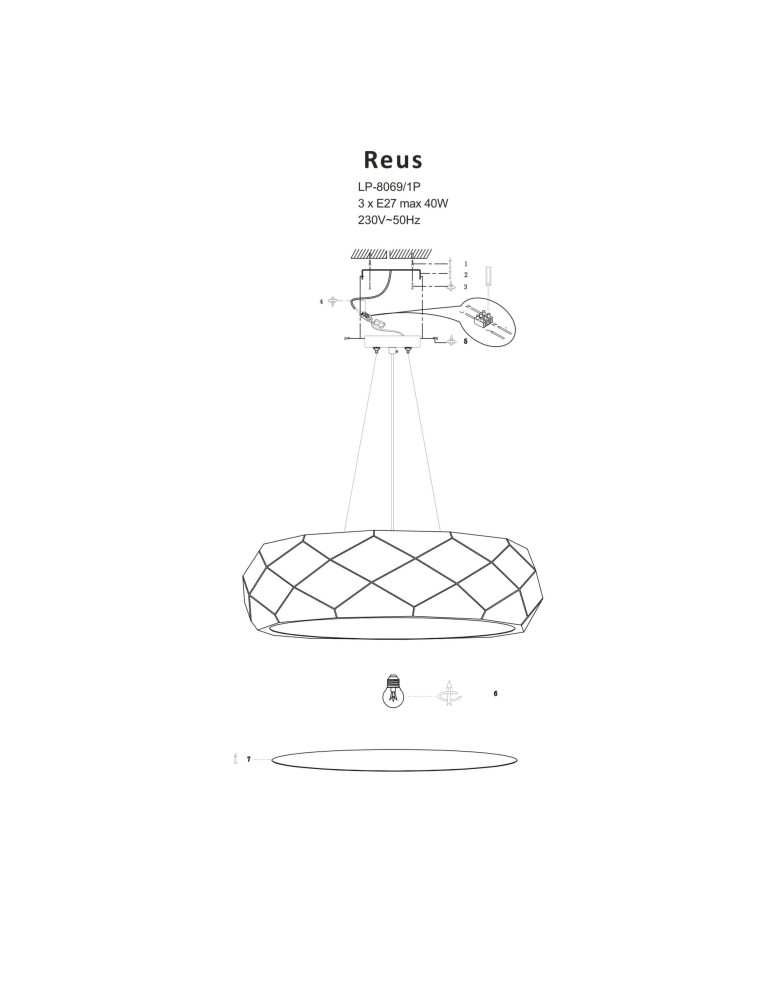 Pendant lamps - Light Prestige Reus pendant white E27 white LP-8069/1P WH - product kolory-swiatla.pl 14