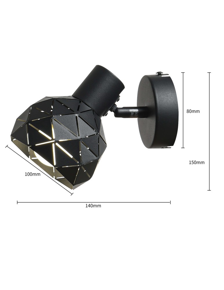 Wall lights - Light Prestige Reus 1 spot black E14 black LP-8069/1WS BK - product kolory-swiatla.pl 10