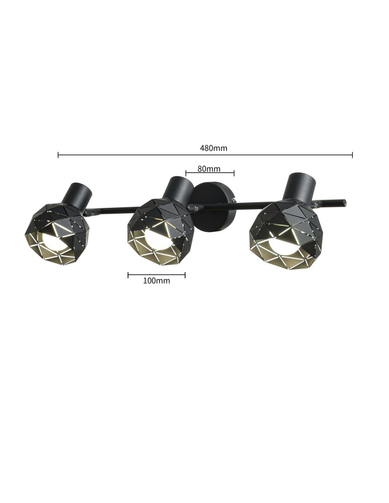 Spotlight ceiling lamps - Light Prestige Reus 3 spot black E14 black LP-8069/3WS BK - product kolory-swiatla.pl 12