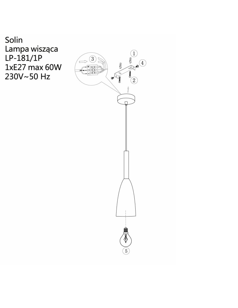 Pendant lamps - Light Prestige Solin pendant black E27 black LP-181/1P BK - product kolory-swiatla.pl 8