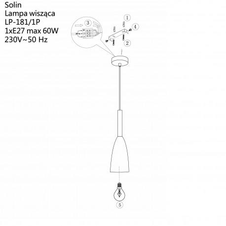 Light Prestige Solin wisząca czarna E27 czarny LP-181/1P BK