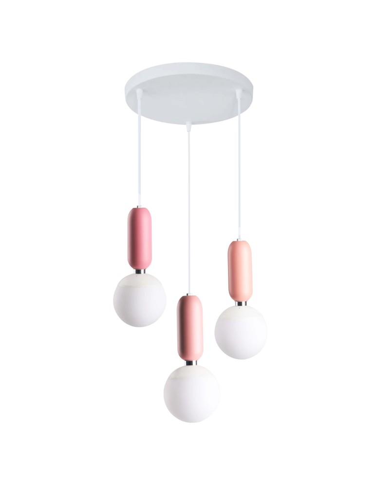 Pink pendant lamps - Light Prestige Rubi 3 pendant lamp pink LP-044/3P Pink xE14 Pink. - product kolory-swiatla.pl 1