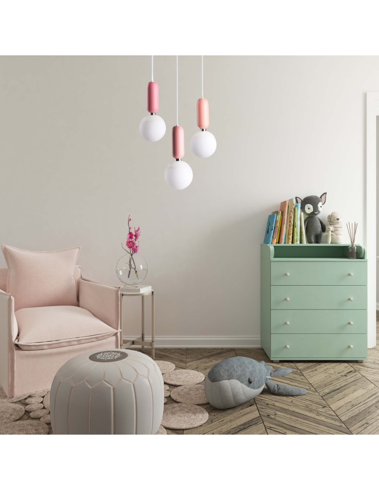 Pink pendant lamps - Light Prestige Rubi 3 pendant lamp pink LP-044/3P Pink xE14 Pink. - product kolory-swiatla.pl 2