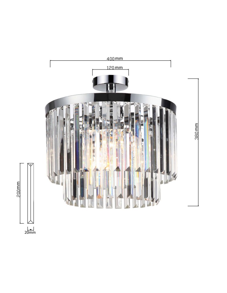 Ceiling lamps with crystals - Light Prestige Vetro plafond E14 transparent/chrome LP-2910/4C - product kolory-swiatla.pl 8