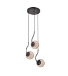 Pendant lamps - Light Prestige Hook 3 pendant black E27 black/amber lampshade LP-125/3P BK - product 1