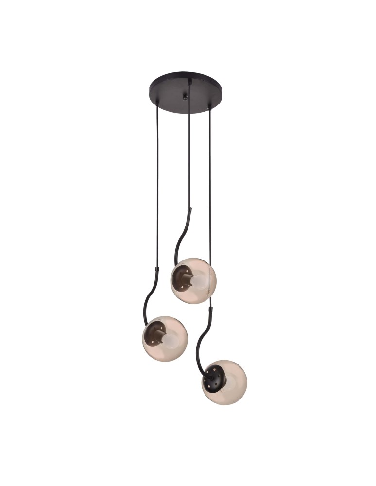 Pendant lamps - Light Prestige Hook 3 pendant black E27 black/amber lampshade LP-125/3P BK - product kolory-swiatla.pl 1