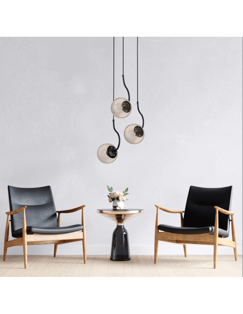 Pendant lamps - Light Prestige Hook 3 pendant black E27 black/amber lampshade LP-125/3P BK - product kolory-swiatla.pl 2