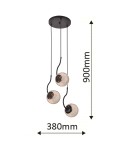 Pendant lamps - Light Prestige Hook 3 pendant black E27 black/amber lampshade LP-125/3P BK - product 3