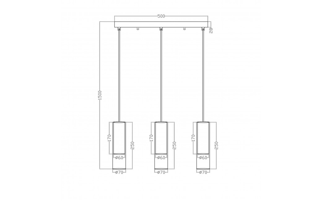 Light Prestige Manacor Lampa wisząca GU10 3x50W biały/transparentny LP-232/3L WH