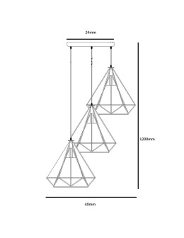 Light Prestige Nola 3 pendant lamp black LP-076/3P BK 3xE27 black / white - product 2
