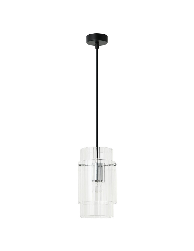 Glass pendant lamps - Light Prestige Savona Pendant lamp E27 1x1W transparent/silver LP-707/1P - product kolory-swiatla.pl 1