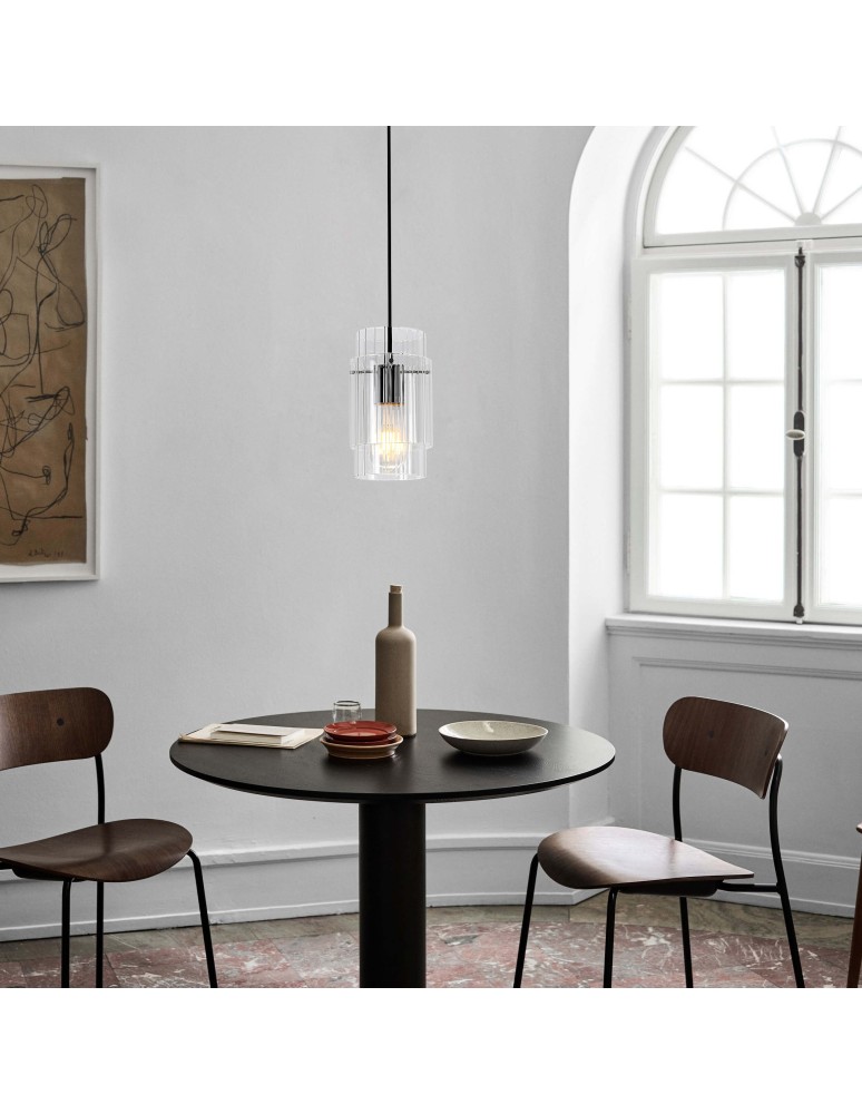 Glass pendant lamps - Light Prestige Savona Pendant lamp E27 1x1W transparent/silver LP-707/1P - product kolory-swiatla.pl 2