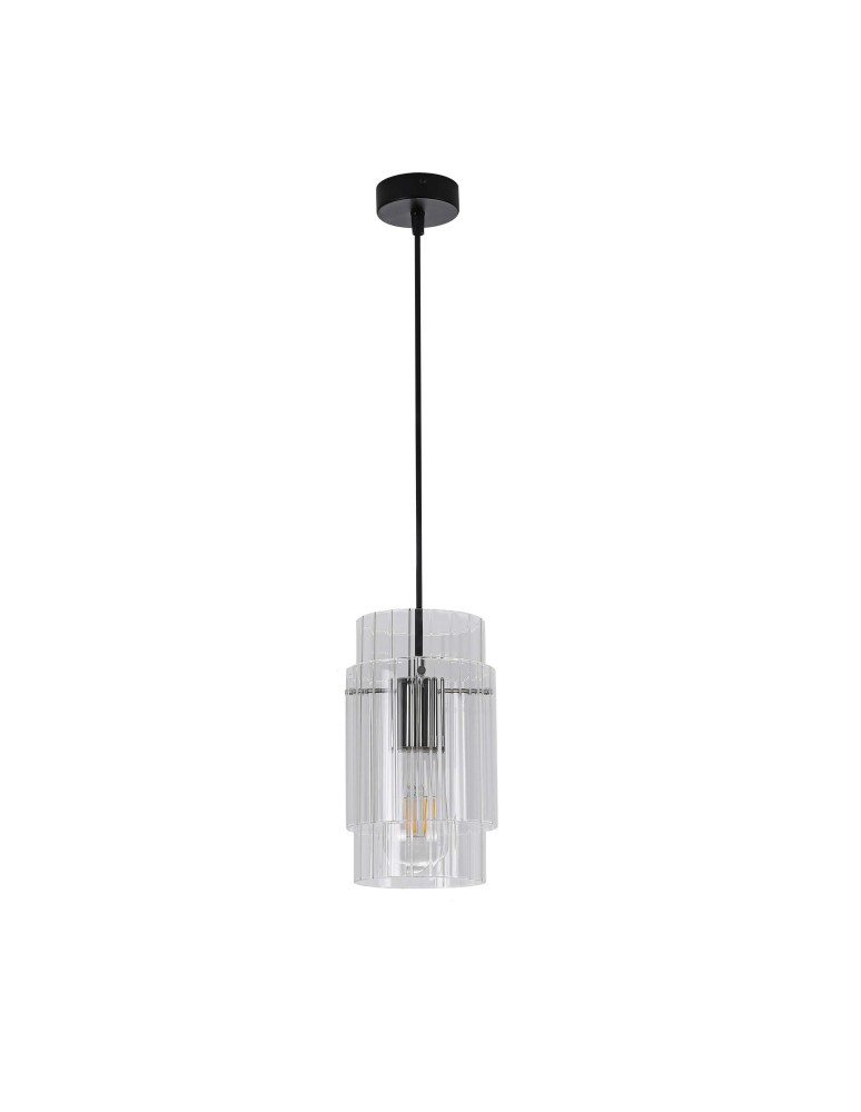 Glass pendant lamps - Light Prestige Savona Pendant lamp E27 1x1W transparent/silver LP-707/1P - product kolory-swiatla.pl 3