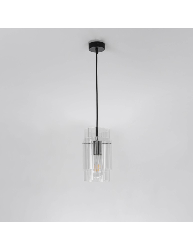 Glass pendant lamps - Light Prestige Savona Pendant lamp E27 1x1W transparent/silver LP-707/1P - product kolory-swiatla.pl 4