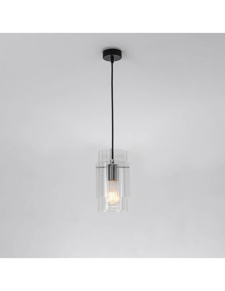 Glass pendant lamps - Light Prestige Savona Pendant lamp E27 1x1W transparent/silver LP-707/1P - product kolory-swiatla.pl 5