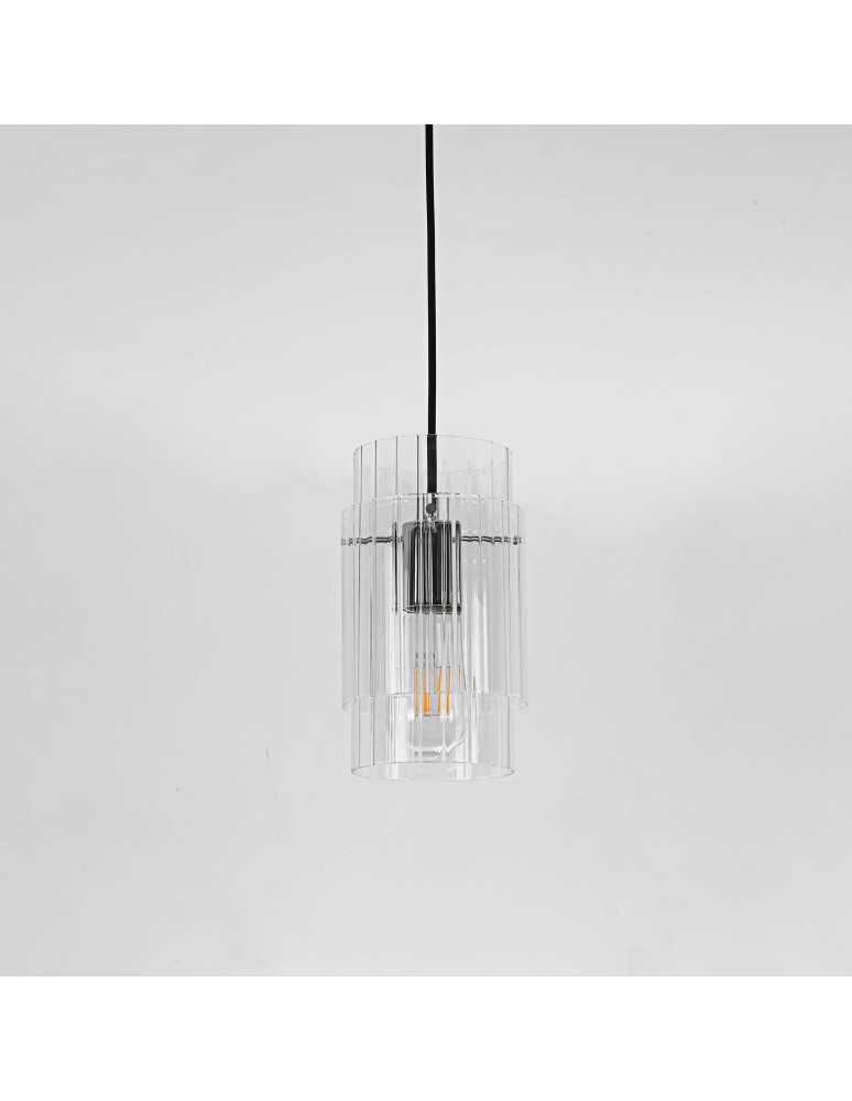 Glass pendant lamps - Light Prestige Savona Pendant lamp E27 1x1W transparent/silver LP-707/1P - product kolory-swiatla.pl 6