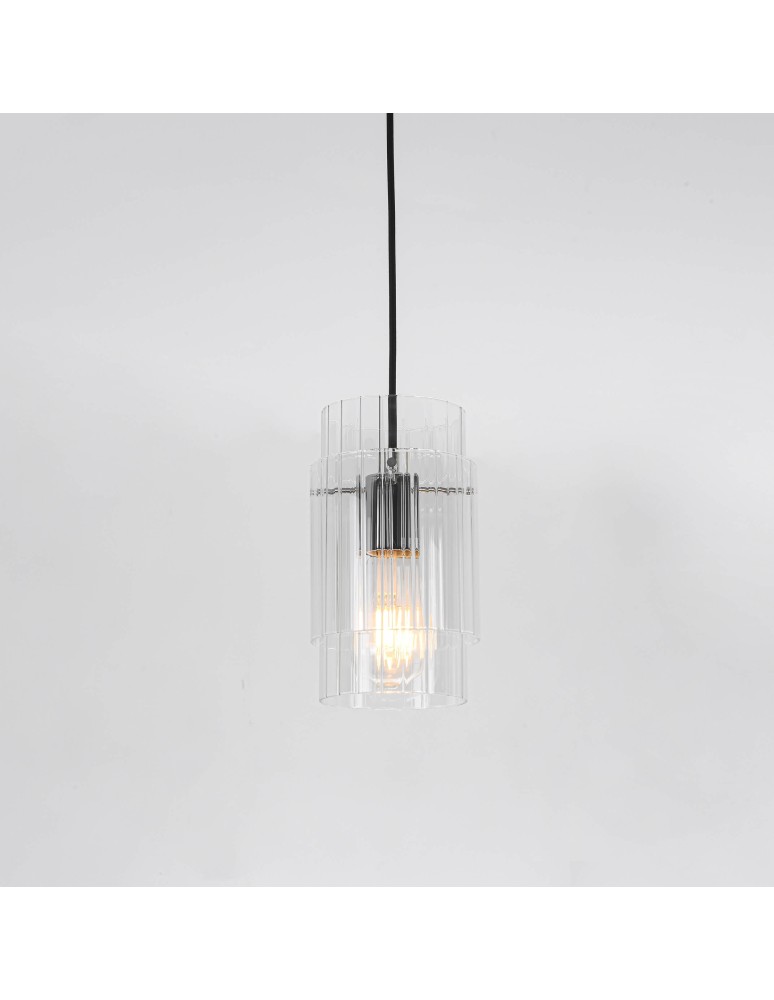 Glass pendant lamps - Light Prestige Savona Pendant lamp E27 1x1W transparent/silver LP-707/1P - product kolory-swiatla.pl 7