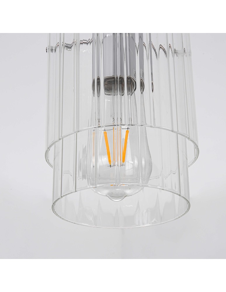 Glass pendant lamps - Light Prestige Savona Pendant lamp E27 1x1W transparent/silver LP-707/1P - product kolory-swiatla.pl 9