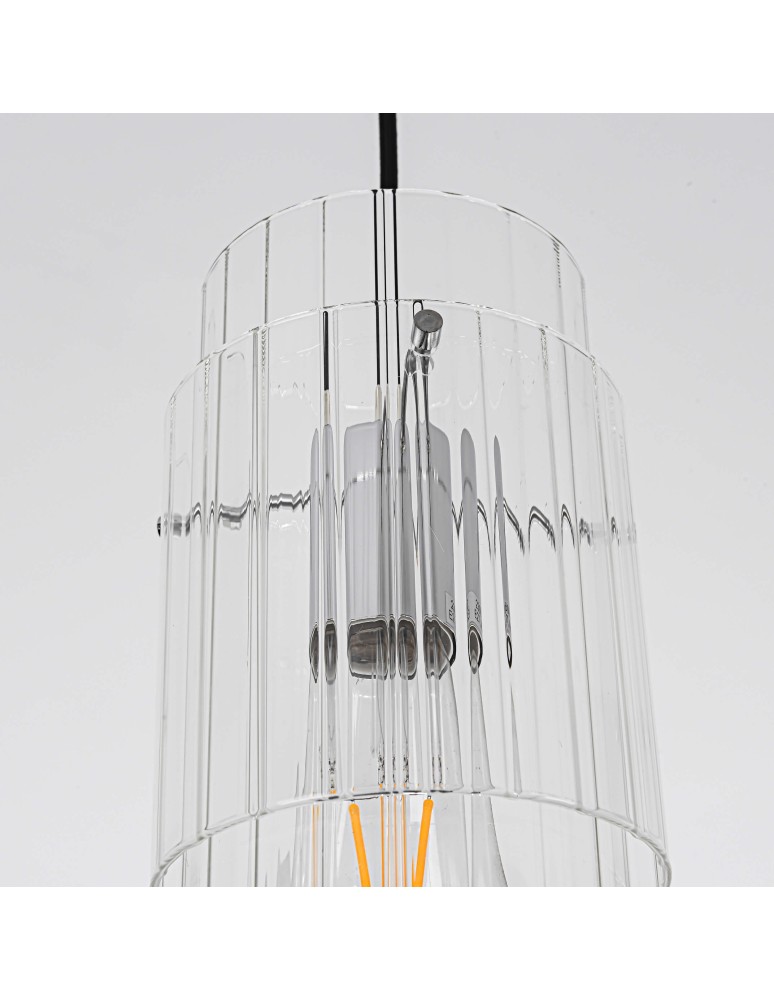 Glass pendant lamps - Light Prestige Savona Pendant lamp E27 1x1W transparent/silver LP-707/1P - product kolory-swiatla.pl 11